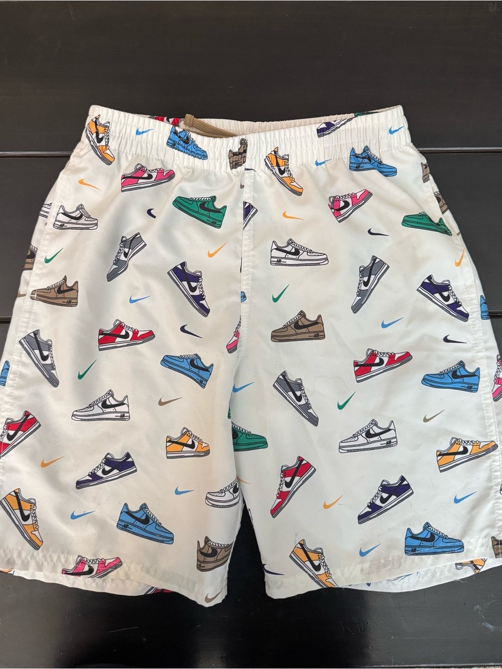 Nike Boys Sneaker Print Swim Trunks Sail (Youth M 10-12)